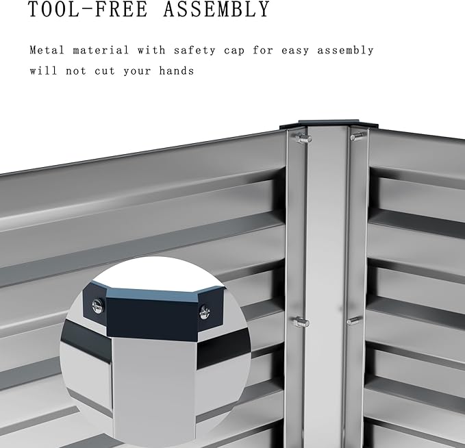 2 Pcs 8×2×1FT Galvanized Raised Garden Bed，Metal Planting Box for Outdoor Vegetable, Herb,Planter Gardening (Silver)