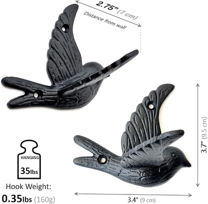 Ambipolar Flying Bird Iron Cast Decorative Bird Wall Mounted Coat Hooks - Image 3
