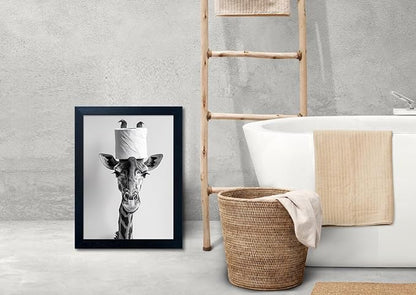 Framed Funny Bathroom Wall Art, Giraffe - Image 6