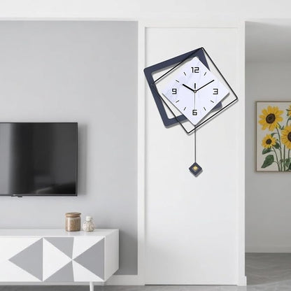 Wall Clock with Pendulum, Silent Quality Quartz Battery Operated, Metal Modern - Image 7