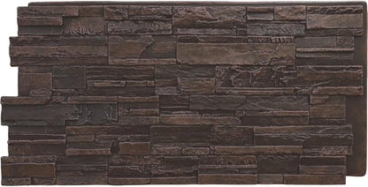 EverStone Cascade Faux Stone Panel, 48 5/8"W x 24 3/4"H x 1 1/4"D, Dark Tobacco by EkenaMillwork