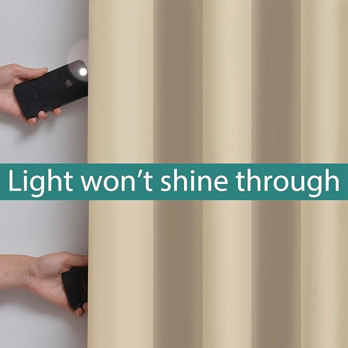 Yakamok 100% Blackout Thermal Insulated Grommet Curtains, Noise Reducing - Image 3