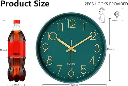 Modern Silent Wall Clock, 12 Inch Wall Clocks Battery Operated Large Number - Image 3