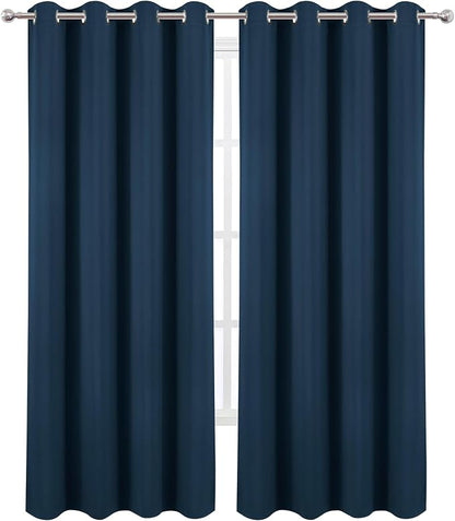 LEMOMO Blackout Curtains 52 x 120 Inch Long Navy Blue Curtains Set of 2 Panels - Image 2
