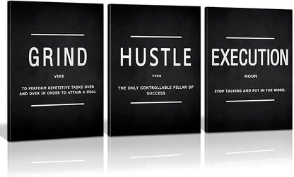Large Office Painting, Grind Hustle Execution Motivational Poster Entrepreneur by KAWAHONE