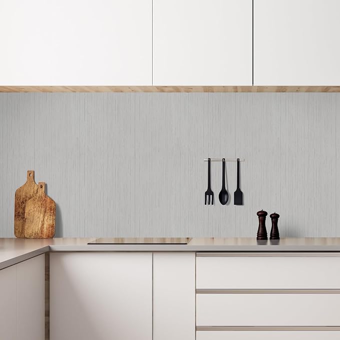 Grey Grasscloth Peel and Stick Wallpaper Texture Contact Paper A Set of 15.7" X - Image 2