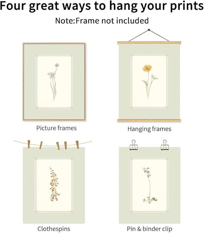 KBKBART Mint Green Floral Wall Art Set of 6 Unframed, Minimalist Abstract - Image 3