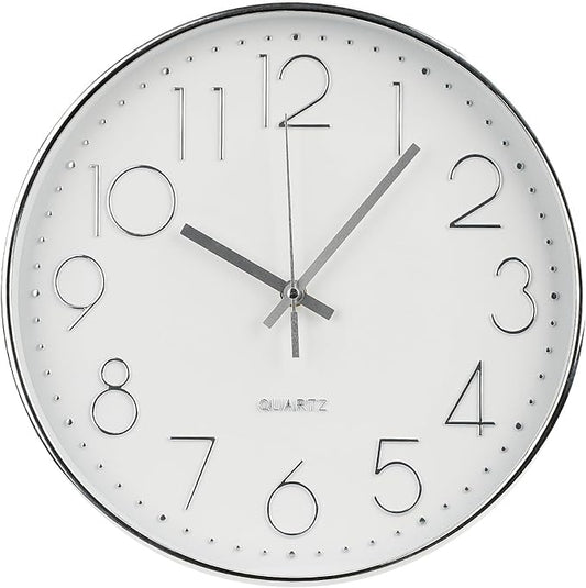 Wall Clock 12 Inch Non-Ticking Silent Modern Simple Style Round Decor Clock by BAKBRAND