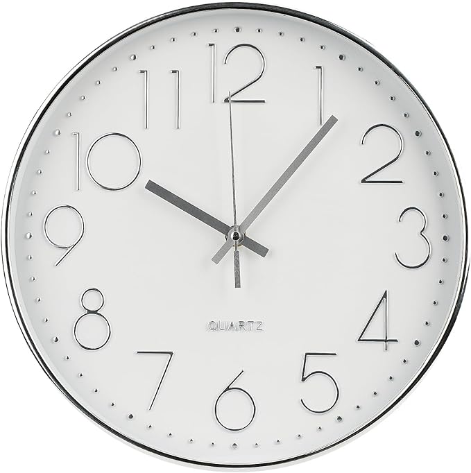 Wall Clock 10 Inch Non-Ticking Silent Modern Simple Style Round Decor Clock by BAKBRAND