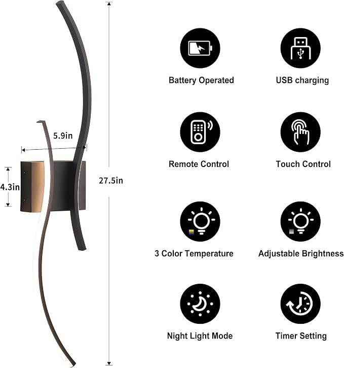 KARTOOSH Battery Operated Wall Sconce - Image 5