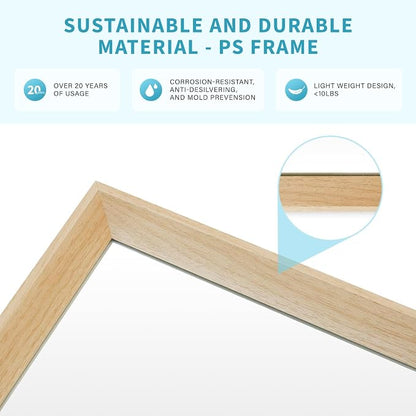 Oak Wood Effect Framed Wall Mirror, 32x40 Rectangle Mirror, Anti-desilvering - Image 4