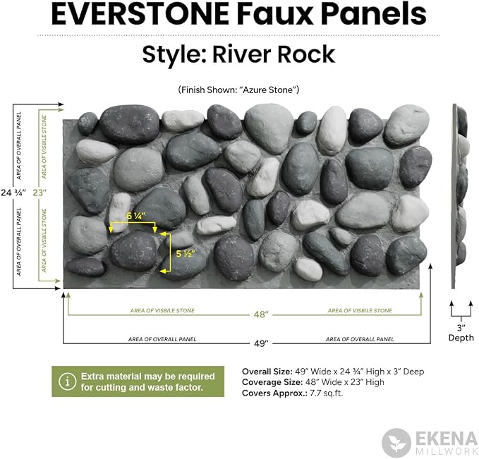 EverStone River Rock Faux Rock Panel, Pebble Mix Color - Image 2