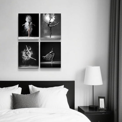 NCYEL 4Pcs Black and White Ballet Wall Art Girl Dancing Canvas Prints Elegant - Image 6