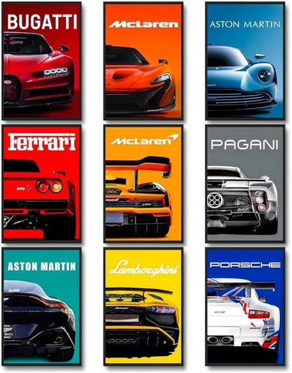 CSLGQGV Car Poster Vintage Racing Car Wall Art Supercar Canvas Prints Painting by Unknown