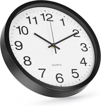 Wall Clock 12 Inch Metal Finish Silent Non Ticking Indoor Clock Round Battery by BAKBRAND