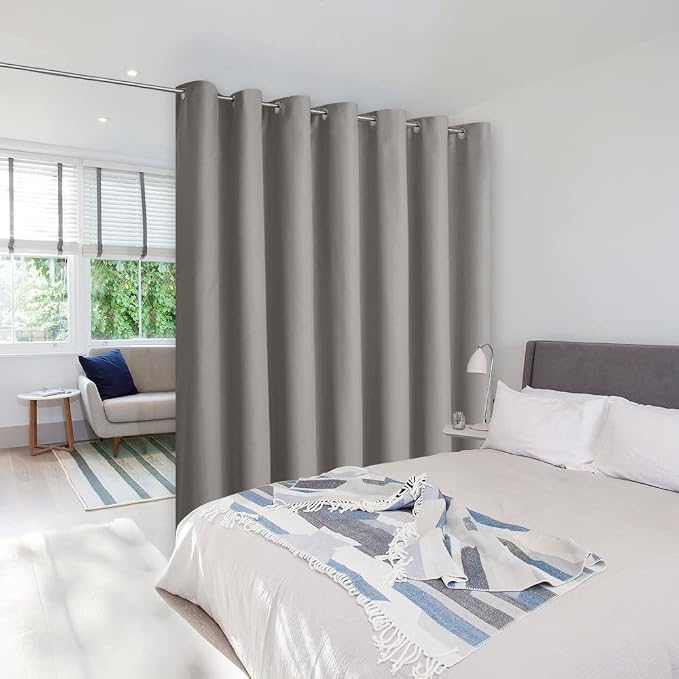 NICETOWN Silver Grey Room Separating Divider, Room Divider Curtain Screen by NICETOWN