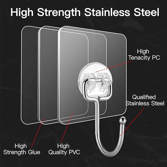 Large Adhesive Hooks for Hanging Heavy-Duty 44Ib 30 Packs, Wall Hangers without - Image 2