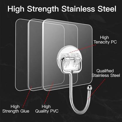 Large Adhesive Hooks for Hanging Heavy-Duty 44Ib 20 Packs, Wall Hangers without - Image 2