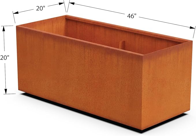 Corten Steel Planter Rectangle Outdoor Metal Garden Box Heavy Duty | Made in USA | Fully Assembled