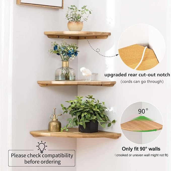Corner Shelves, Floating Corner Shelf, Round End - Image 3