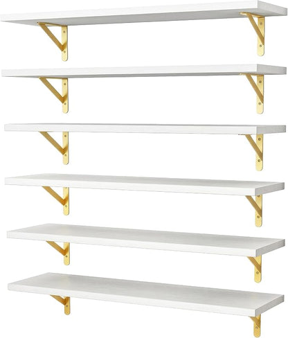 YGEOMER White Floating Shelves for Wall, Farmhouse 23.6 Inch Wall Shelves for by YGEOMER