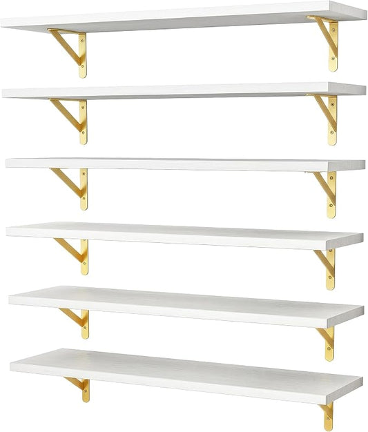 YGEOMER White Floating Shelves for Wall, Farmhouse 23.6 Inch Wall Shelves for by YGEOMER