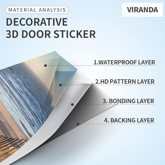 3D Door Stickers - Sirte Dunes - Peel & Stick Wallpaper - Removable PVC - Waterproof - Bedroom & Living Room Decoration - 37.4"x84.6"