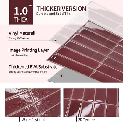 Peel and Stick Backsplash 3D Wall Tiles, Self-Adhesive, Oil Proof, Waterproof - Image 7
