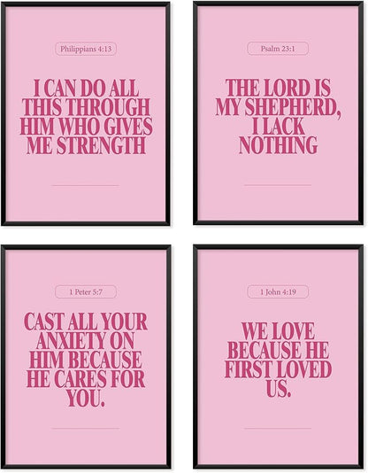 Locomiss Pink Christian Wall Art Decor Posters, Modern Bible Verse Prints by Unknown