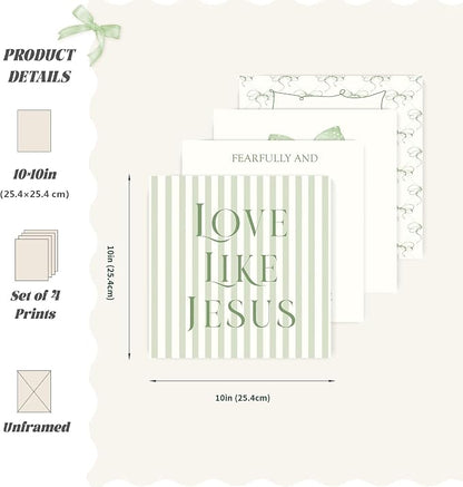 LARTSFRO Coquette Sage Green Bow Jesus Wall Art Decor Posters, Inspirational - Image 2