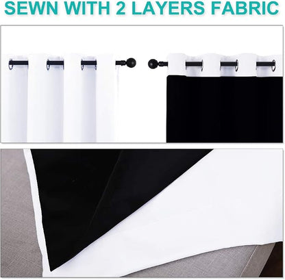 NICETOWN Pure White 100% Blackout Lined Curtains, 1 Pair, 2 Thick Layers Narrow - Image 5