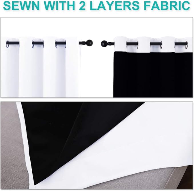 NICETOWN 100% Blackout Window Curtain Panels, Full Light Blocking Drapes - Image 5