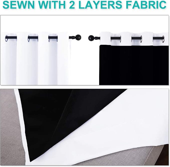NICETOWN White Blackout Curtains 90 inches Long, Full Light Blocking Drapes - Image 5