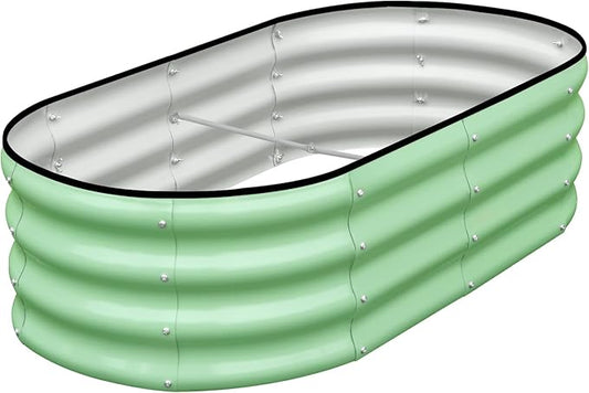 SnugNiture Galvanized Raised Garden Bed, 4x2x1ft Oval Metal Planter Box for Planting Outdoor Plants Vegetables