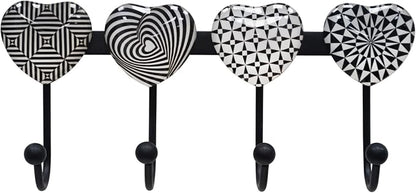 Coat Rack Wall Mounted with 4 Hooks, Heart Geometric Pattern Decorative Wall - Image 6