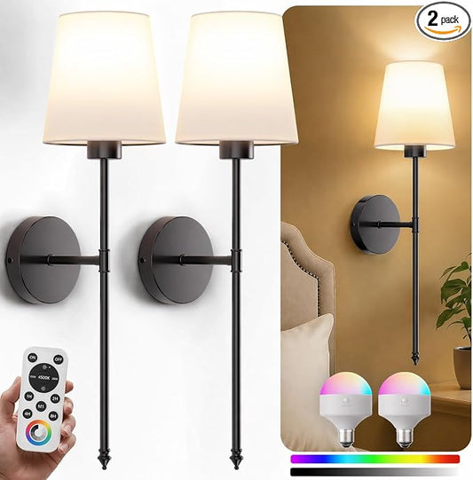 IRONPAX Wall Sconces Battery Operated Set of 2, Wireless Rechargeable Wall by IRONPAX