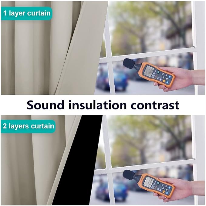 NICETOWN Natural 100% Blackout Curtains 45 inches Long, 2 Thick Layers - Image 4