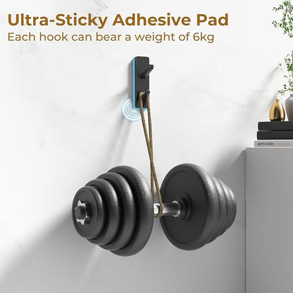 susswiff Black 6 Pack Aluminum Coat Hooks, Heavy Duty Self Adhesive Hooks - Image 3