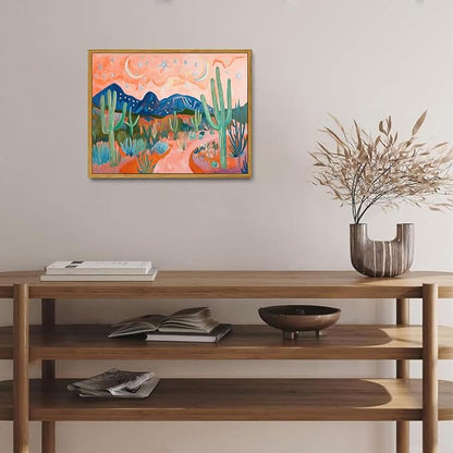 AtterrirArt Framed Boho Wall Art, Vintage Desert Picture Painting Print - Image 3