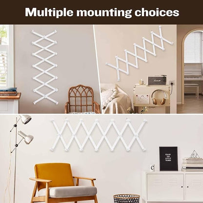 SCUNDA Wall Rack with 20 Hooks, Wooden Wall Expandable Coat Rack - Image 4