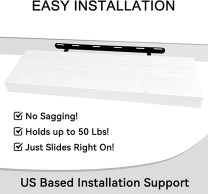 BGMG Wood Floating Shelves 24 inch Long, Rustic Solid Wooden Deep Wall Shelves - Image 4