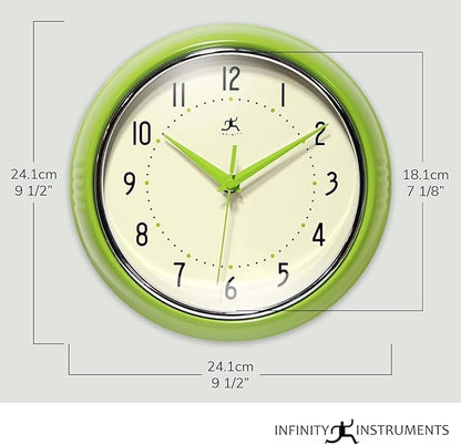 Infinity Instruments LTD. Retro 9 inch Silent Sweep Non-Ticking Mid Century - Image 2