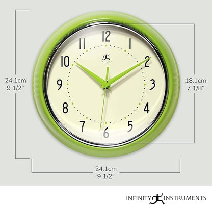 Infinity Instruments LTD. Retro 9 inch Silent Sweep Non-Ticking Mid Century - Image 2