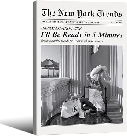 Vintage Newspaper Framed Wall Art Trendy Black and White Aesthetic Posters by FuSatisYilife
