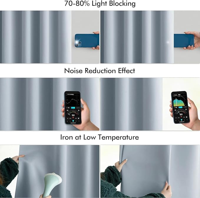 MIULEE Light Blue Back Tab Blackout Curtains 72 Inches Long 2 Panels Set - Image 5
