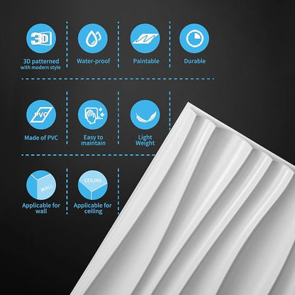 Art3d 24-Pack 3D Wall Panels for Interior Wall Décor, PVC Wavy Textured Accent - Image 8