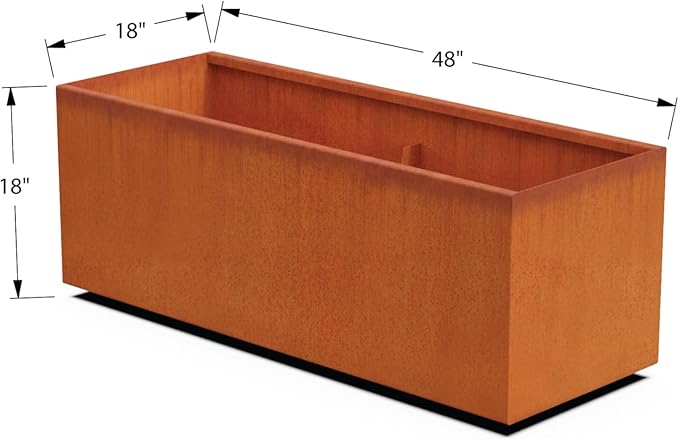 4 FT Corten Steel Planter Box – Large Rectangular Planter for Outdoor Plants | Heavy Duty Metal Garden Bed | Made in USA, Fully Assembled