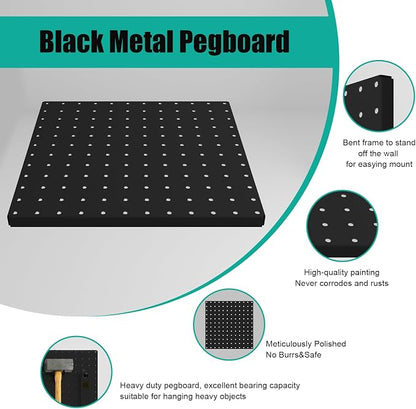 Peg Board, 4 Pack Metal Pegboard Panels Black Pegboards Wall Organizer - Image 5