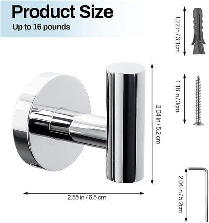Kruodop Towel Hooks for Bathroom, 6 Packs Wall Mount Towel Holder, Stainless - Image 2