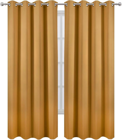 LEMOMO Blackout Curtains 52 x 84 inches Long Mustard Yellow Curtains Set of 2 - Image 2